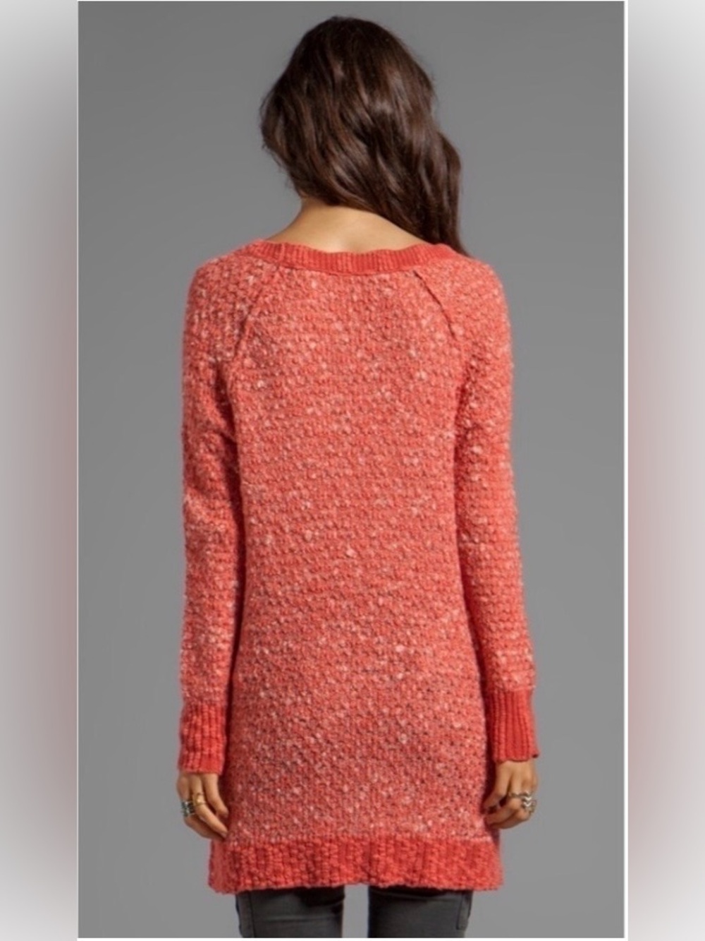 Free People Nantucket Red Side Slit Wool Blend Jeepster Pullover Sweater Size XS - Picture 3 of 16